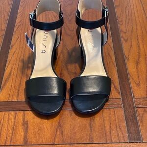 Women’s Unisa Black Ankle-Strap Block Heel Sandals